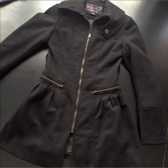 Black Wool Blend Pea Coat - Picture 12 of 13